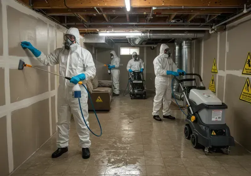 Basement Moisture Removal and Structural Drying process in Rutherford College, NC